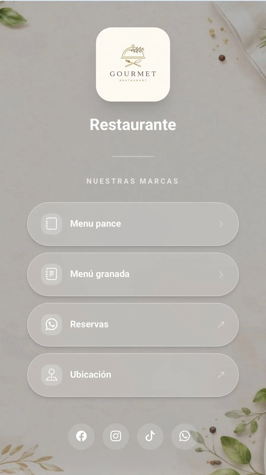 Menú digital restaurante Treggio