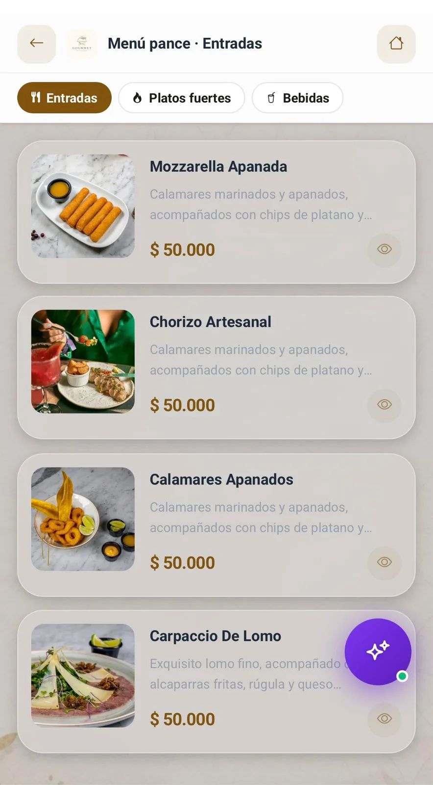 Menú digital con QR para restaurante