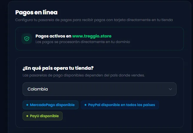 Pasarela de pagos no Treggio