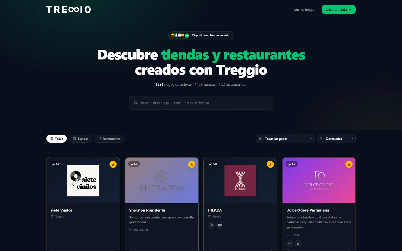 Marketplace de Treggio con tiendas y restaurantes de varios países