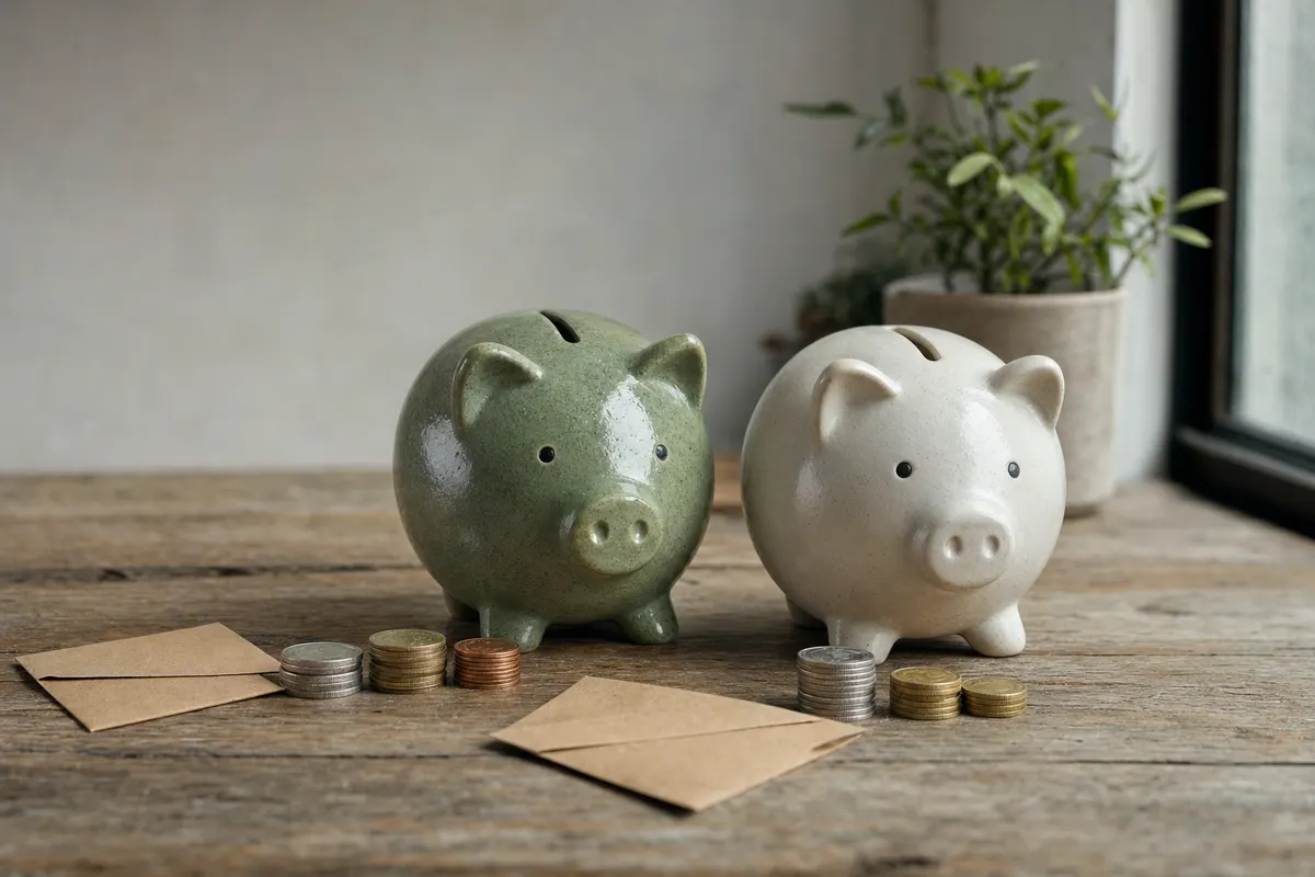 Emprendedor revisando en la mesa de su casa las cuentas personales y las de su negocio por separado