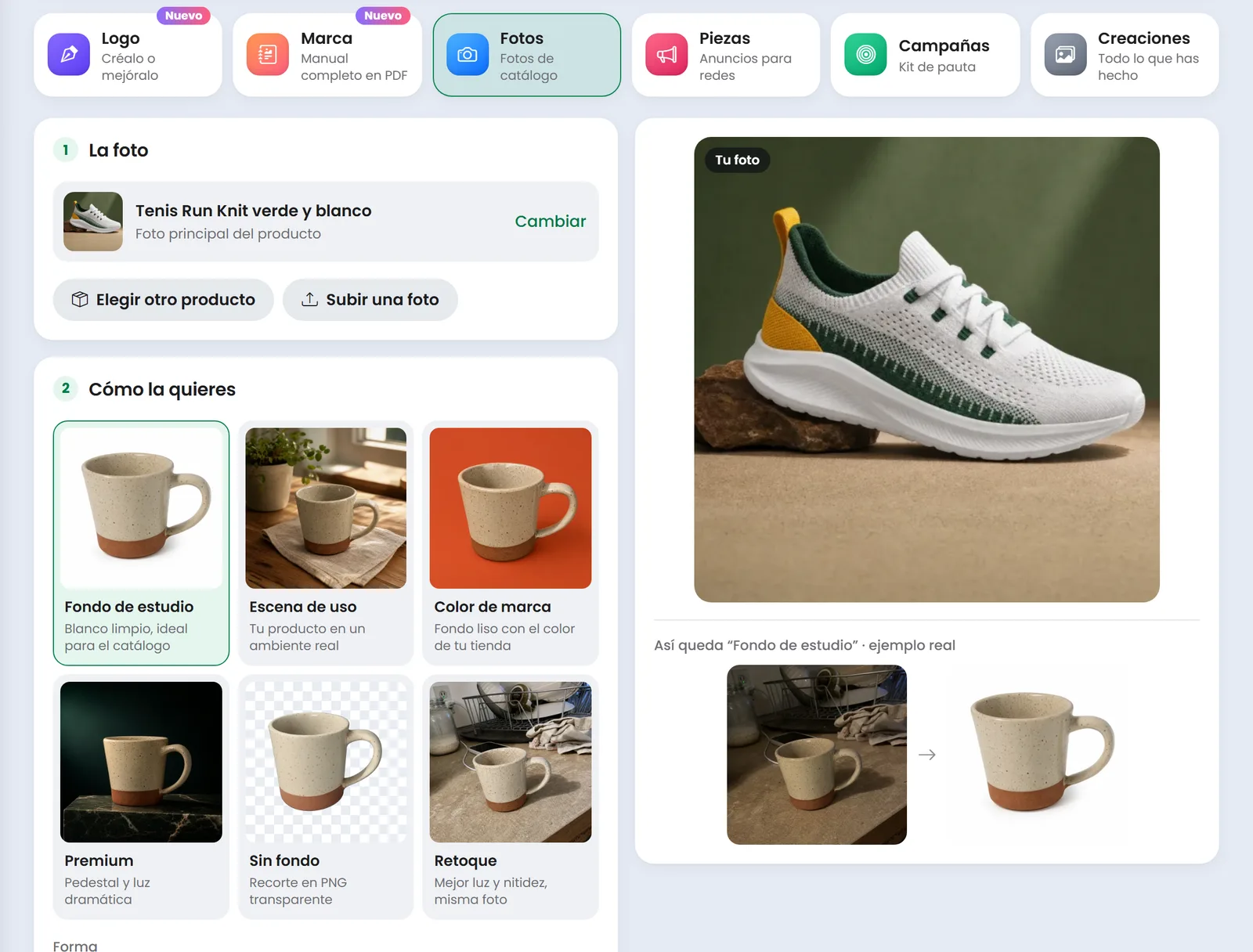 Mejorar la foto de un producto con el Estudio IA de Treggio