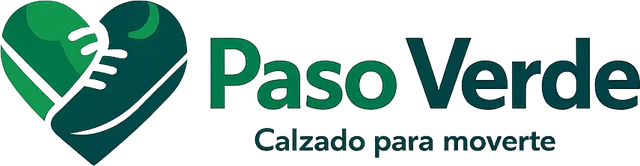 Logo de Paso Verde con corazón y zapato creado con IA en Treggio