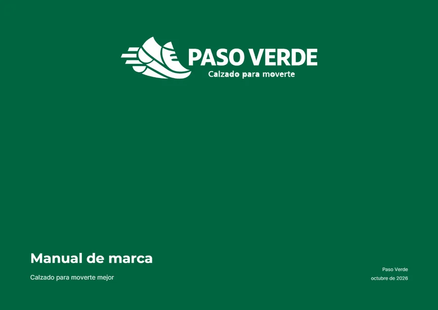 Portada del manual de marca de Paso Verde creado con el Estudio IA