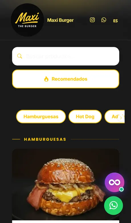 Menú digital comida rápida Treggio