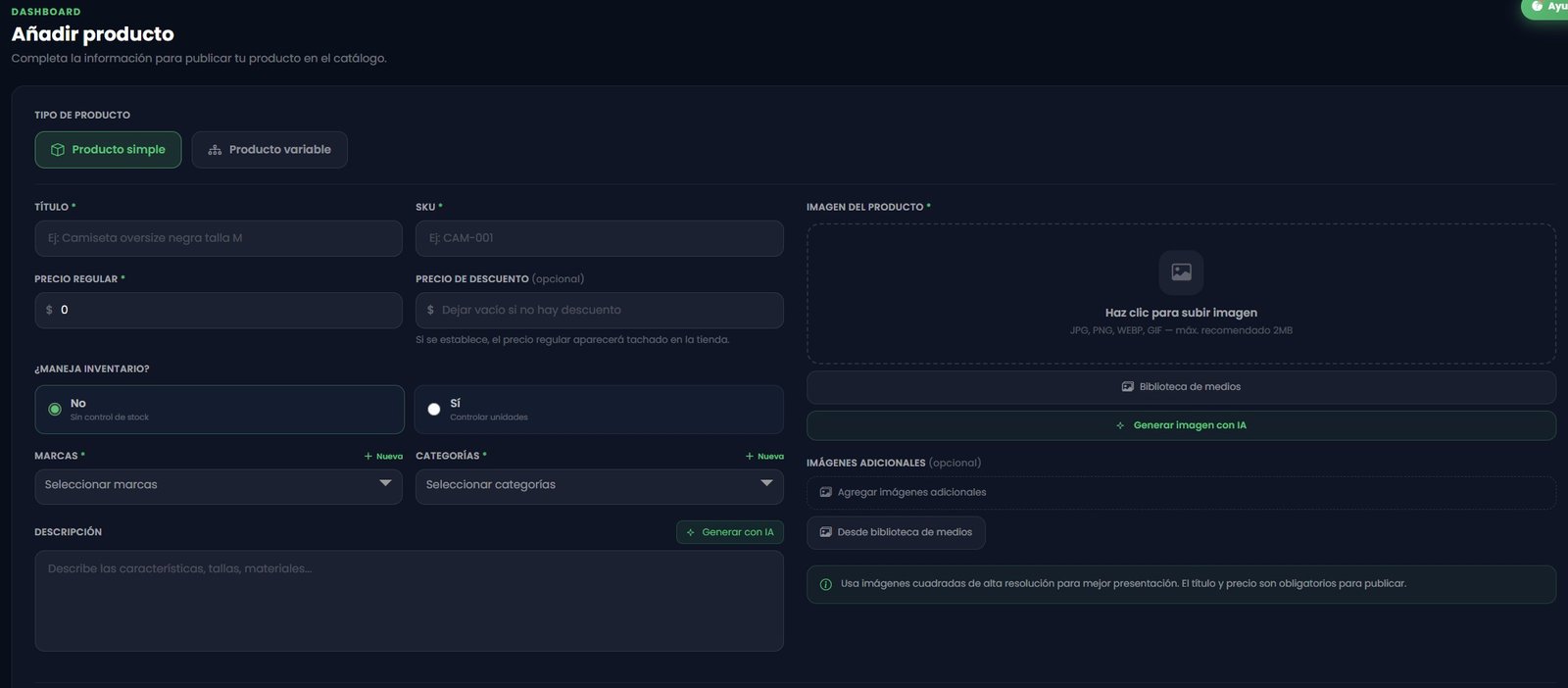 Creación de producto con IA en Treggio